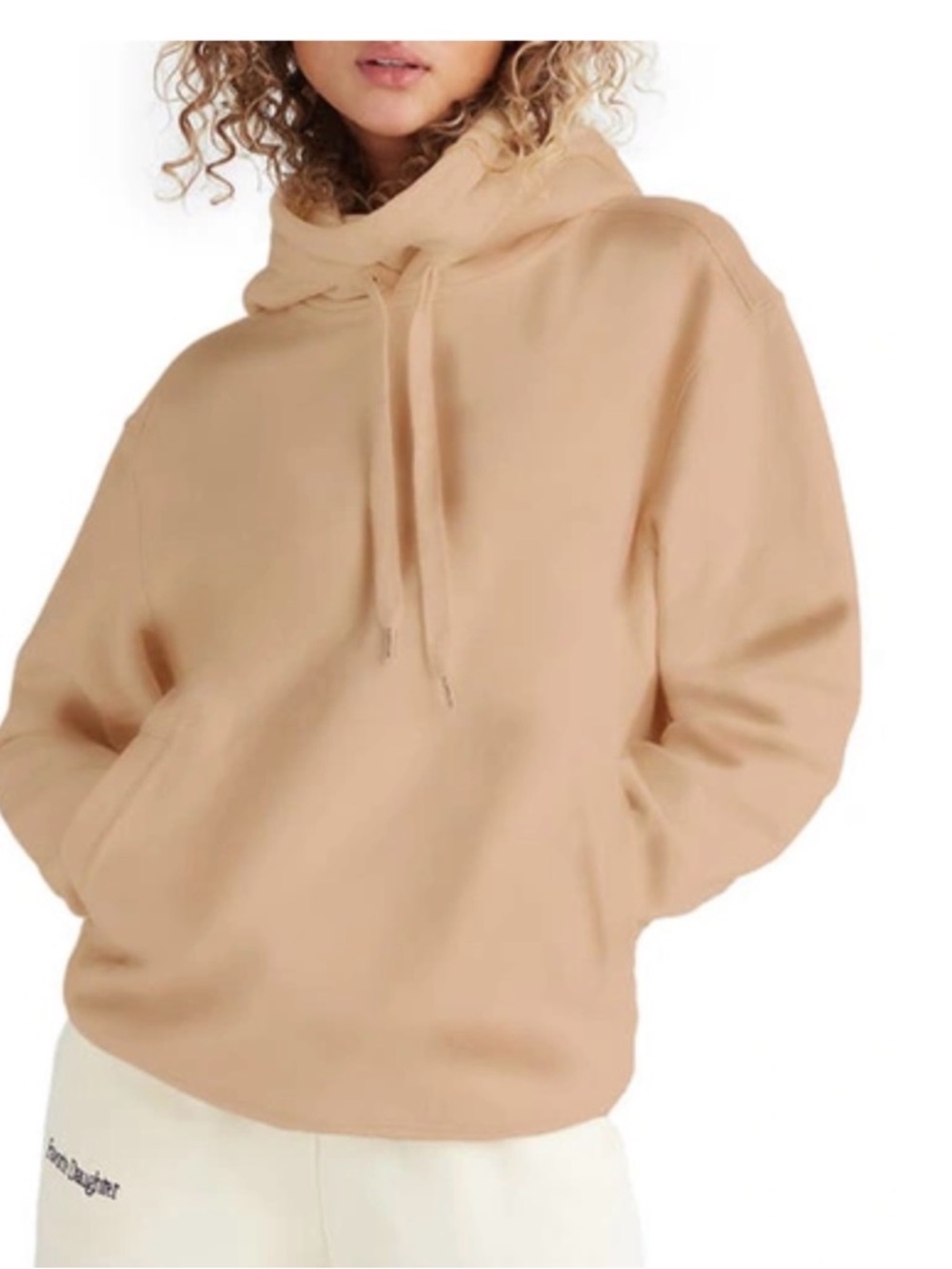 Favorite Daughter Hooded Pullover Sweatshirt in Tan size Large